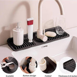 Maxbell Sink Splash Guard Foldable Kitchen Sink Drain Pad for Countertop Bathroom RV Black