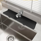 Maxbell Silicone Faucet Mat Reusable Sink Draining Mat for Household RV Laundry Room black 46x14.5x1.68cm