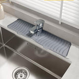Maxbell Silicone Faucet Mat Reusable Sink Draining Mat for Household RV Laundry Room gray 46x14.5x1.68cm