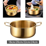 Maxbell Korean Ramen Pot with Handle Portable Practical Stainless Steel Multipurpose Diameter 18cm