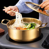 Maxbell Korean Ramen Pot with Handle Portable Practical Stainless Steel Multipurpose Diameter 22cm
