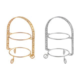 Maxbell Metal Two Tiered Dessert Cake Stand Accessory Multipurpose Stylish 31.5x23cm Golden