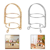 Maxbell Metal Two Tiered Dessert Cake Stand Accessory Multipurpose Stylish 31.5x23cm Golden