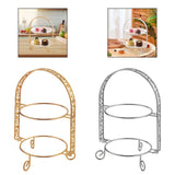 Maxbell Metal Two Tiered Dessert Cake Stand Accessory Multipurpose Stylish 31.5x23cm Golden