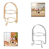 Maxbell Metal Two Tiered Dessert Cake Stand Accessory Multipurpose Stylish 31.5x23cm Golden