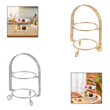 Maxbell Metal Two Tiered Dessert Cake Stand Accessory Multipurpose Stylish 31.5x23cm Golden