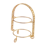Maxbell Metal Two Tiered Dessert Cake Stand Accessory Multipurpose Stylish 31.5x23cm Golden