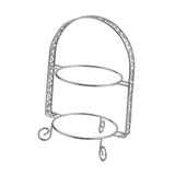 Maxbell Metal Two Tiered Dessert Cake Stand Accessory Multipurpose Stylish 31.5x23cm Silvery