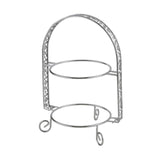 Maxbell Metal Two Tiered Dessert Cake Stand Accessory Multipurpose Stylish 31.5x23cm Silvery