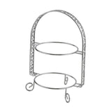 Maxbell Metal Two Tiered Dessert Cake Stand Accessory Multipurpose Stylish 31.5x23cm Silvery