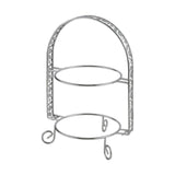 Maxbell Metal Two Tiered Dessert Cake Stand Accessory Multipurpose Stylish 31.5x23cm Silvery