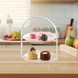 Maxbell Metal Two Tiered Dessert Cake Stand Accessory Multipurpose Stylish 31.5x23cm Silvery