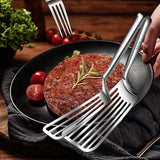 Maxbell Flipper Spatula with Tong Multipurpose Kitchen Gadget for BBQ Pizza Pies Egg Length 35.5 cm