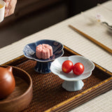 Maxbell Ceramic Footed Fruit Bowl Holder Decorative for Farmhouse Home Decor Wedding cyan blue