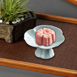 Maxbell Ceramic Footed Fruit Bowl Holder Decorative for Farmhouse Home Decor Wedding cyan blue