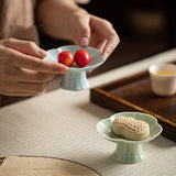 Maxbell Ceramic Footed Fruit Bowl Holder Decorative for Farmhouse Home Decor Wedding cyan green