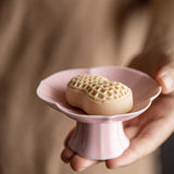 Maxbell Ceramic Footed Fruit Bowl Holder Decorative for Farmhouse Home Decor Wedding pink