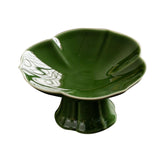 Maxbell Ceramic Footed Fruit Bowl Holder Decorative for Farmhouse Home Decor Wedding green