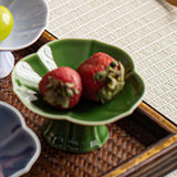 Maxbell Ceramic Footed Fruit Bowl Holder Decorative for Farmhouse Home Decor Wedding green