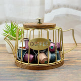 Maxbell Coffee Pod Holder Modern Sturdy Iron Storage Basket for Desktop Cafe Kitchen gold