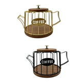 Maxbell Coffee Pod Holder Modern Sturdy Iron Storage Basket for Desktop Cafe Kitchen gold