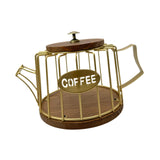 Maxbell Coffee Pod Holder Modern Sturdy Iron Storage Basket for Desktop Cafe Kitchen gold