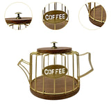 Maxbell Coffee Pod Holder Modern Sturdy Iron Storage Basket for Desktop Cafe Kitchen gold