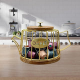Maxbell Coffee Pod Holder Modern Sturdy Iron Storage Basket for Desktop Cafe Kitchen gold