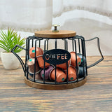 Maxbell Coffee Pod Holder Modern Sturdy Iron Storage Basket for Desktop Cafe Kitchen black