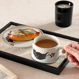Maxbell Tea Cup and Saucer Versatile Vintage Style Coffee Mug for Water Milk Wedding Black