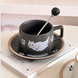 Maxbell Tea Cup and Saucer Versatile Vintage Style Coffee Mug for Water Milk Wedding Black