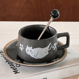 Maxbell Tea Cup and Saucer Versatile Vintage Style Coffee Mug for Water Milk Wedding Black