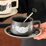 Maxbell Tea Cup and Saucer Versatile Vintage Style Coffee Mug for Water Milk Wedding Black