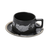 Maxbell Tea Cup and Saucer Versatile Vintage Style Coffee Mug for Water Milk Wedding Black