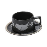 Maxbell Tea Cup and Saucer Versatile Vintage Style Coffee Mug for Water Milk Wedding Black