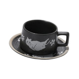 Maxbell Tea Cup and Saucer Versatile Vintage Style Coffee Mug for Water Milk Wedding Black