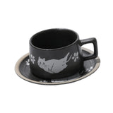 Maxbell Tea Cup and Saucer Versatile Vintage Style Coffee Mug for Water Milk Wedding Black