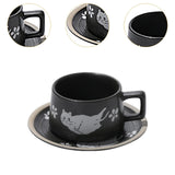 Maxbell Tea Cup and Saucer Versatile Vintage Style Coffee Mug for Water Milk Wedding Black