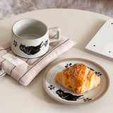 Maxbell Tea Cup and Saucer Versatile Vintage Style Coffee Mug for Water Milk Wedding Black