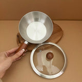 Maxbell Milk Heating Pot Portable Non Slip Kitchen Cookware for Heating Oil Pot Silver with Lid