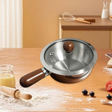 Maxbell Milk Heating Pot Portable Non Slip Kitchen Cookware for Heating Oil Pot Silver with Lid