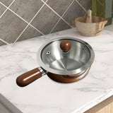 Maxbell Milk Heating Pot Portable Non Slip Kitchen Cookware for Heating Oil Pot Silver with Lid