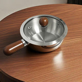 Maxbell Milk Heating Pot Portable Non Slip Kitchen Cookware for Heating Oil Pot Silver with Lid