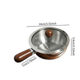Maxbell Milk Heating Pot Portable Non Slip Kitchen Cookware for Heating Oil Pot Silver with Lid