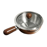 Maxbell Milk Heating Pot Portable Non Slip Kitchen Cookware for Heating Oil Pot Silver with Lid