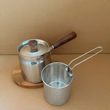 Maxbell Oil Strainer Pot and Lid Stainless Steel Frying Pot for Camping Frying Party with Basket