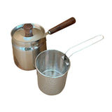Maxbell Oil Strainer Pot and Lid Stainless Steel Frying Pot for Camping Frying Party with Basket