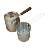 Maxbell Oil Strainer Pot and Lid Stainless Steel Frying Pot for Camping Frying Party with Basket