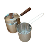 Maxbell Oil Strainer Pot and Lid Stainless Steel Frying Pot for Camping Frying Party with Basket