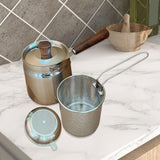 Maxbell Oil Strainer Pot and Lid Stainless Steel Frying Pot for Camping Frying Party with Filter Basket